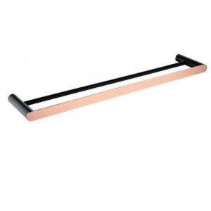 Rushy Black & Rose Gold Double Towel Rail 800